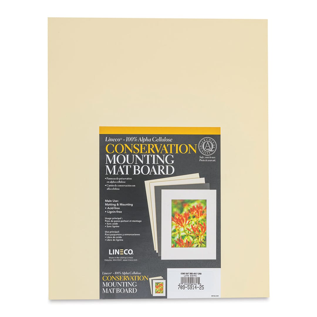 Open in modal - Lineco Conservation Matboard - Cream, 4 ply, Pkg of 25, 11" x 14"