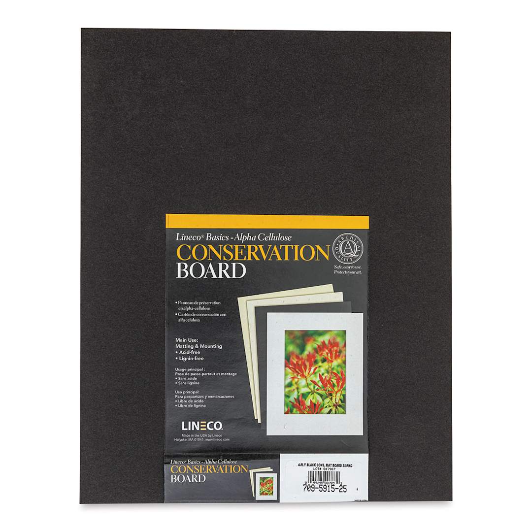 Open in modal - Lineco Conservation Matboard - Black, 4 ply, Pkg of 25, 11" x 14"
