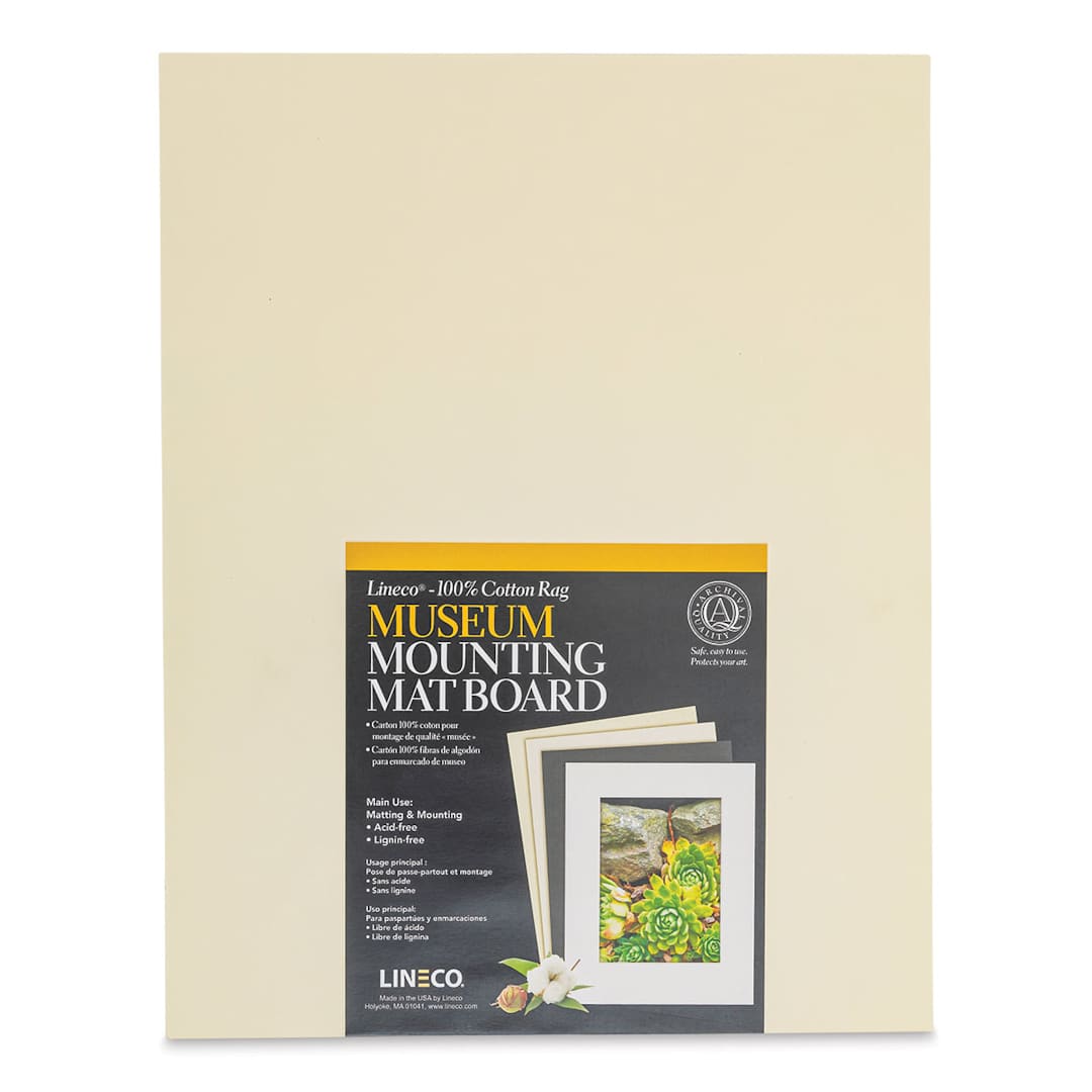 Open in modal - Lineco Cotton Rag Museum Mounting Boards - Pkg of 25,   Cream, 11" x 14"