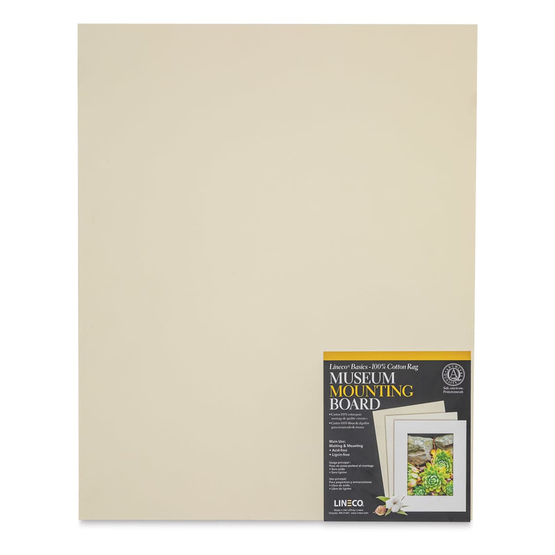 Open in modal - Lineco Cotton Rag Museum Mounting Boards - Pkg of 25,  Cream, 16" x 20"