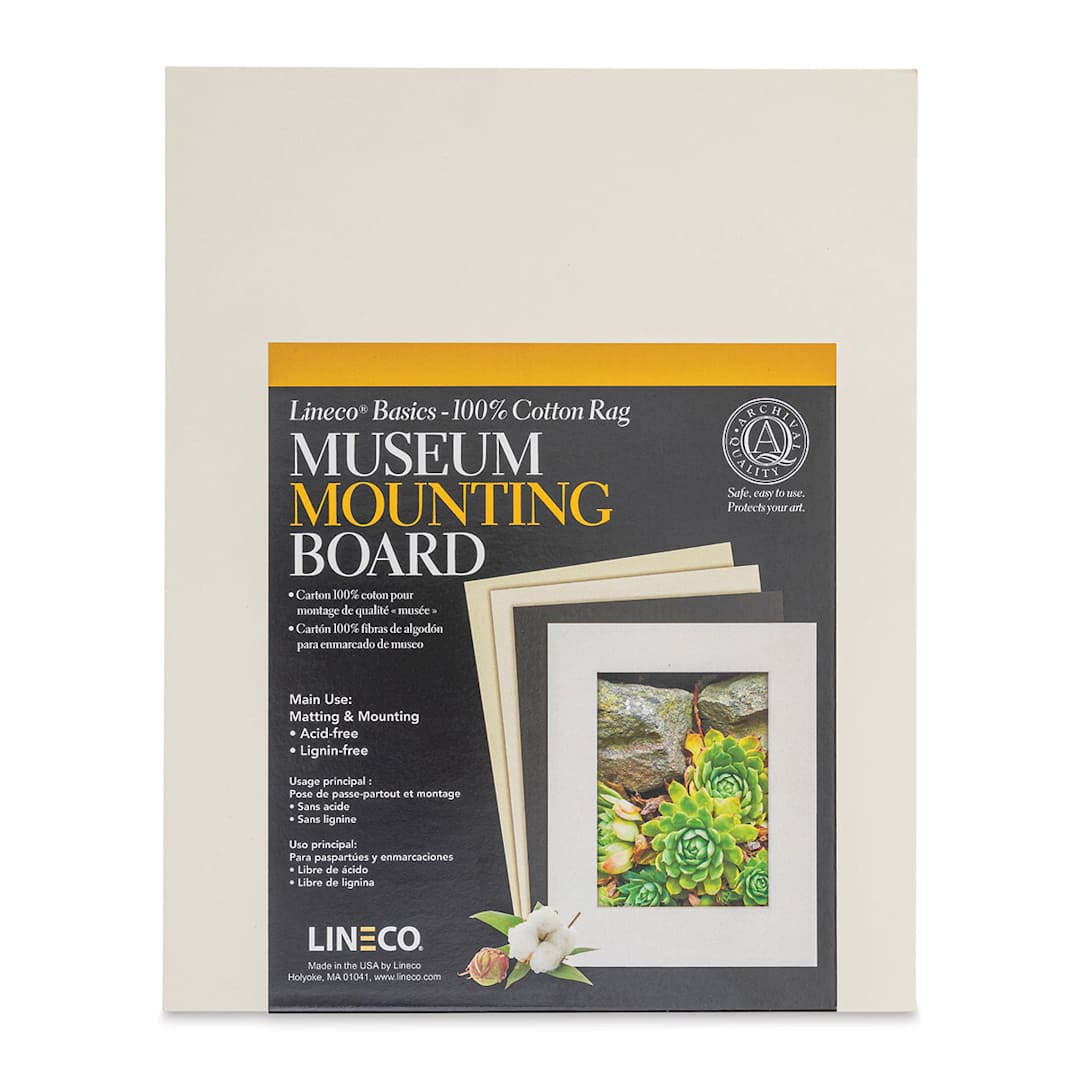Open in modal - Lineco Cotton Rag Museum Mounting Boards - Pkg of 25,   Aged White, 8" x 10"