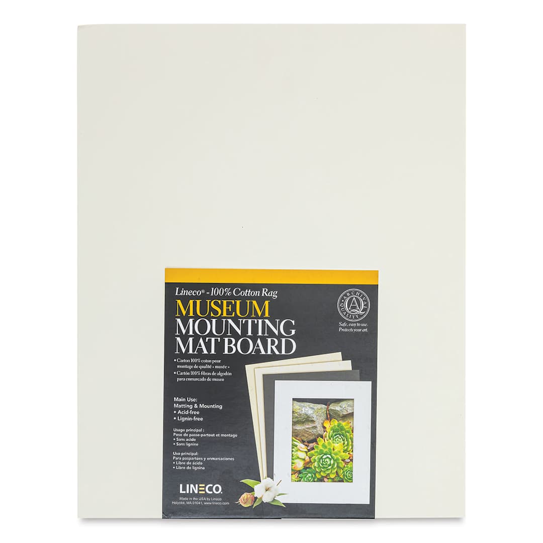Open in modal - Lineco Cotton Rag Museum Mounting Boards - Pkg of 25,  Aged White, 11" x 14"