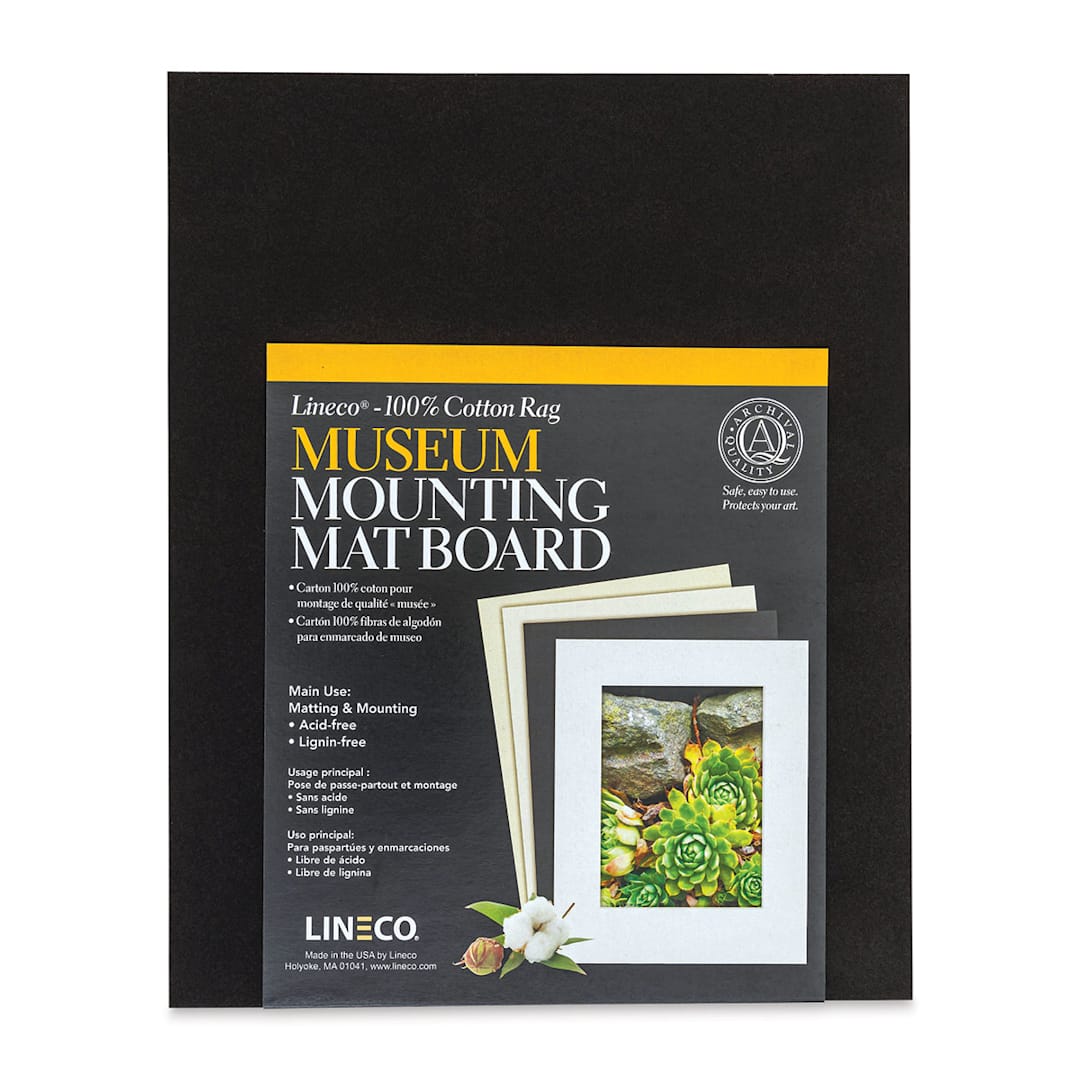 Open in modal - Lineco Cotton Rag Museum Mounting Boards - Pkg of 25,  Black, 8" x 10"