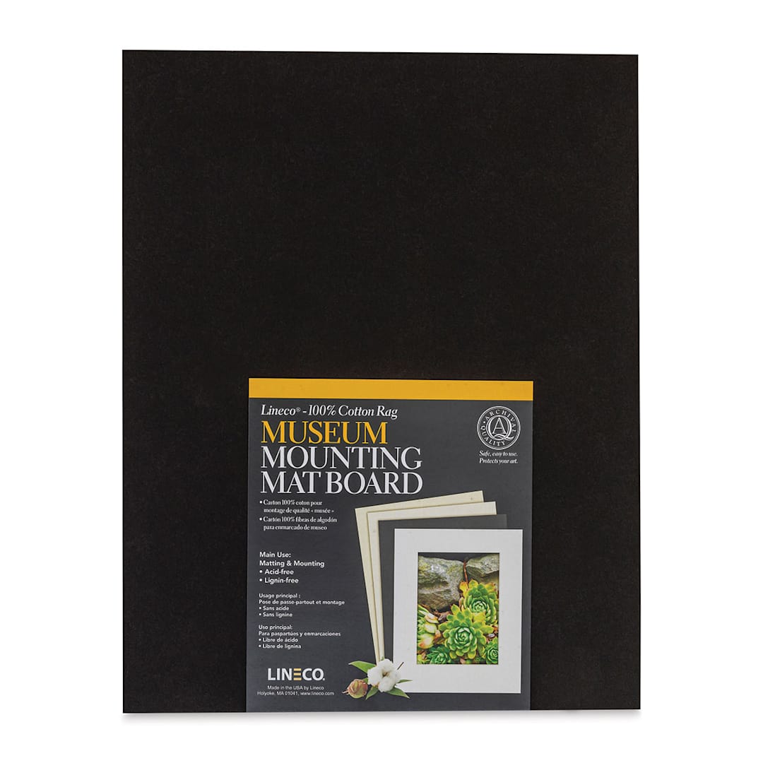 Open in modal - Lineco Cotton Rag Museum Mounting Boards - Pkg of 25, Black, 11" x 14"
