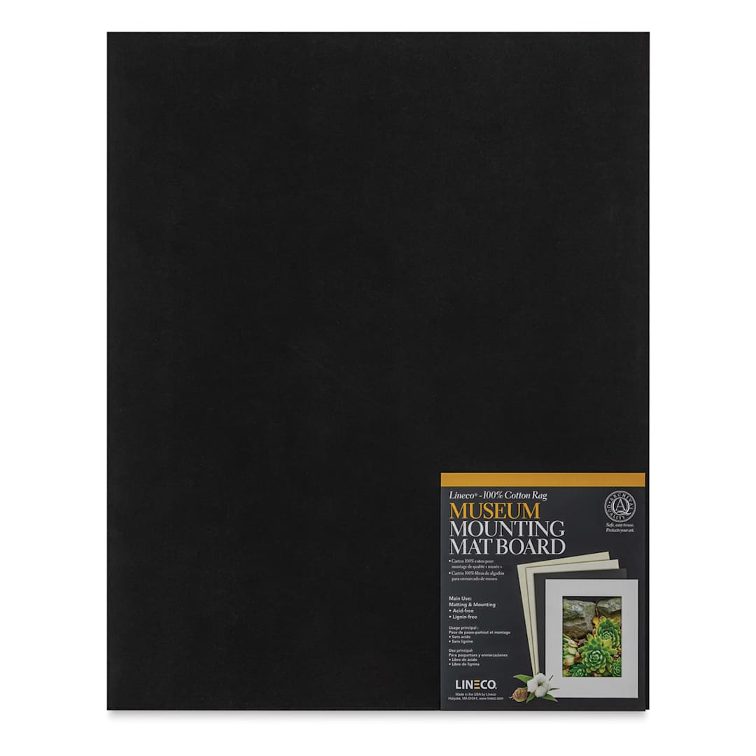 Open in modal - Lineco Cotton Rag Museum Mounting Boards - Pkg of 25, Black, 16" x 20"