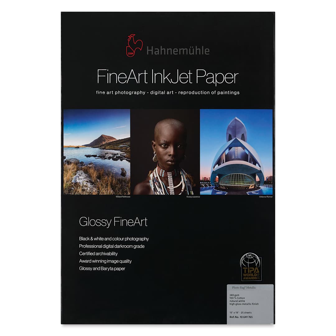 Open in modal - Hahnemühle Photo Rag Metallic FineArt Inkjet Paper - 13" x 19", Pkg of 25, front of packaging