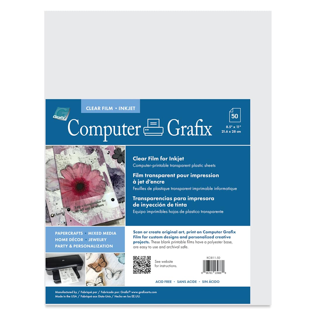 Open in modal - Grafix Clear Inkjet Film - Pkg of 50, 8-1/2" x 11"