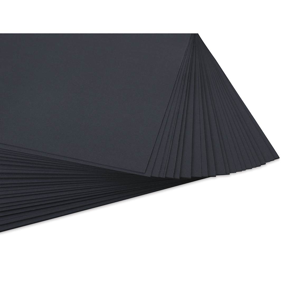 Open in modal - Pacon Railroad Board - 22" x 28" x 6 Ply, Black, 100 Sheets, sheets fanned out