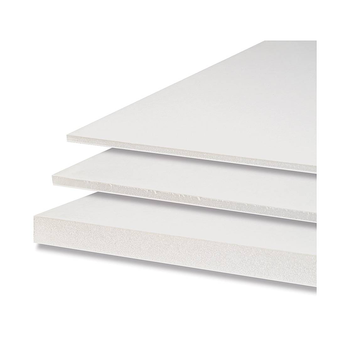 Open in modal - White Foam Board - Closeup of corner of 3 different thicknesses of Foam Board stacked