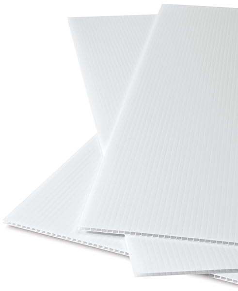 Open in modal - Corrugated Plastic Panel - Closeup of White Panels showing corrugation