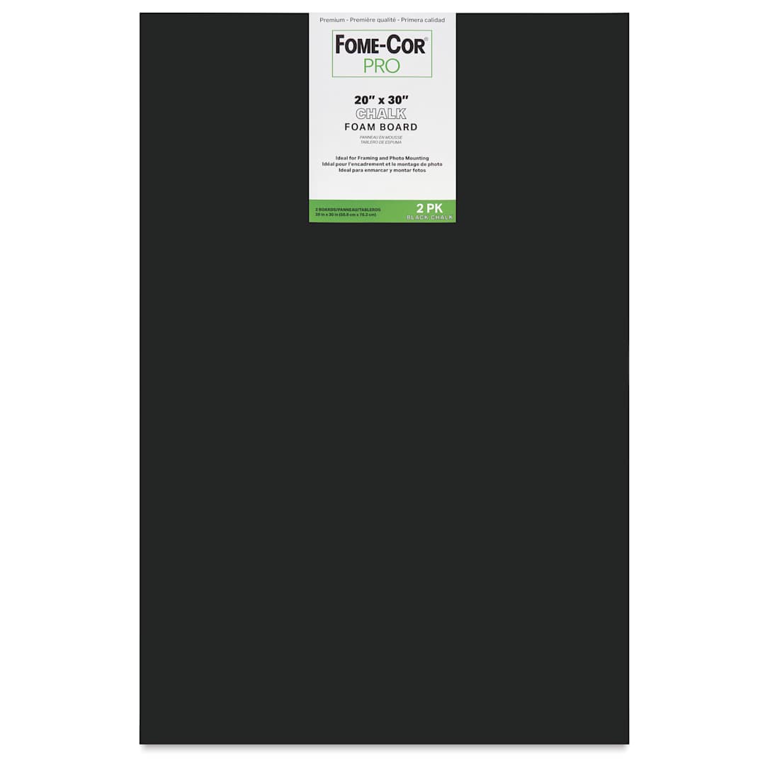 Open in modal - Fome-Cor Pro Black Chalk Foam Board - 20" x 30" x 3/16", Black, Pkg of 2 Sheets, in packaging
