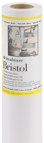 Open in modal - Strathmore 300 Series Bristol Roll - Closeup of Smooth Roll with label
