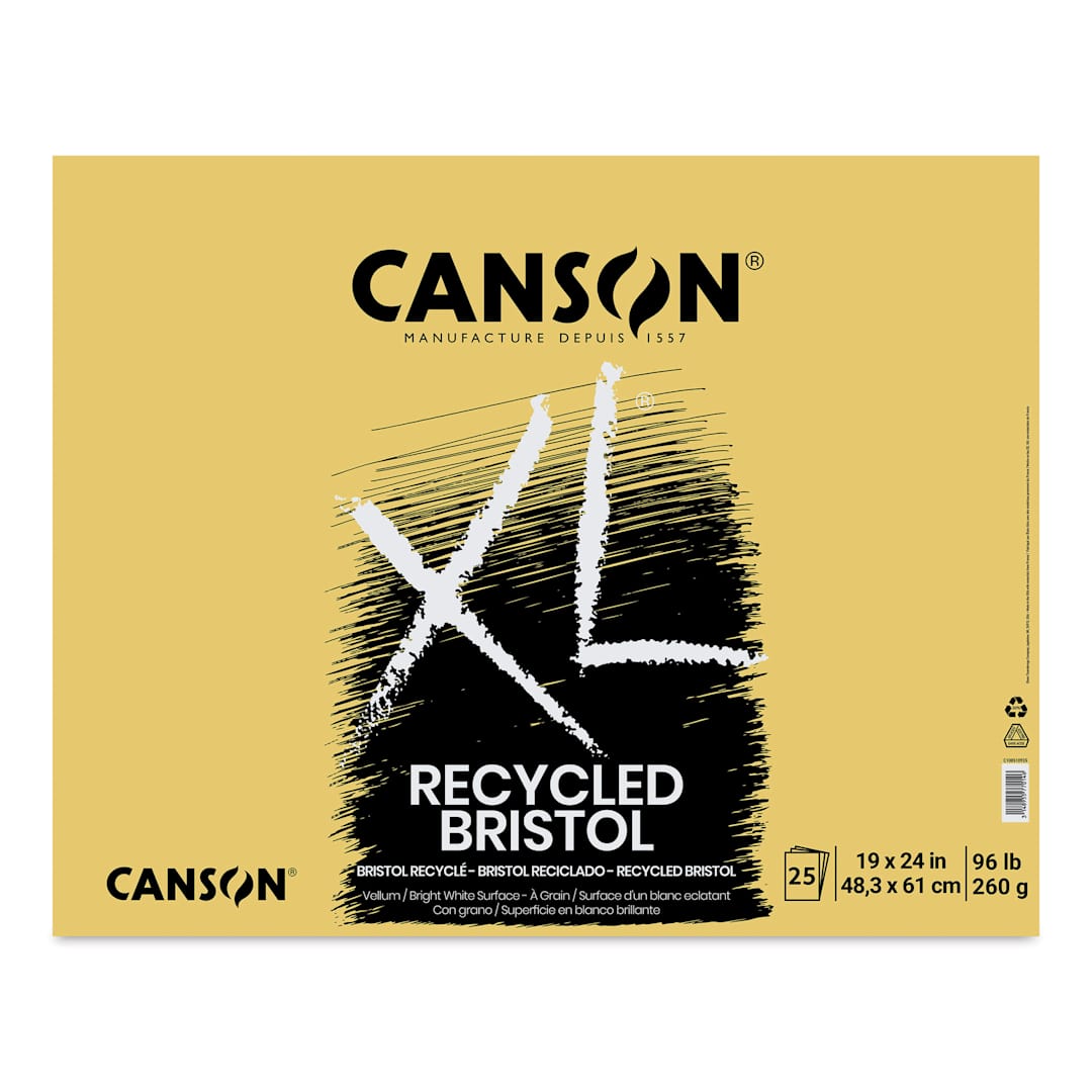 Open in modal - Canson XL Recycled Bristol Pad - 19" x 24", Fold-over, 25 Sheets