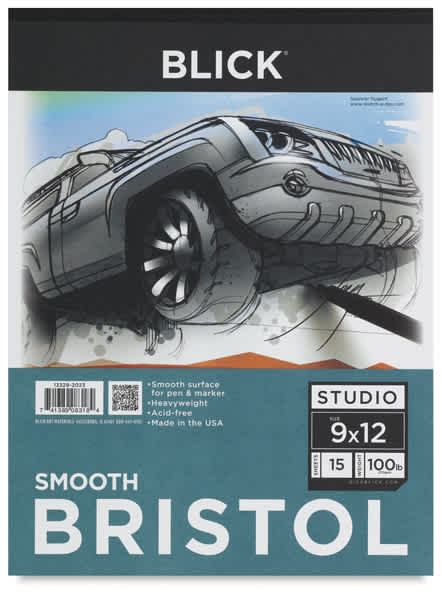 Open in modal - Smooth Bristol Pad, 15 Sheets  Front cover of Pad