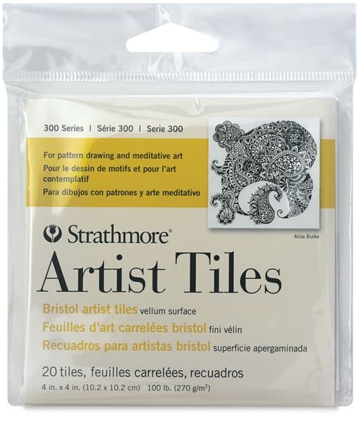 Open in modal - Strathmore 300 Series Bristol Artist Tiles - Front of package of 4"x 4" Tiles shown