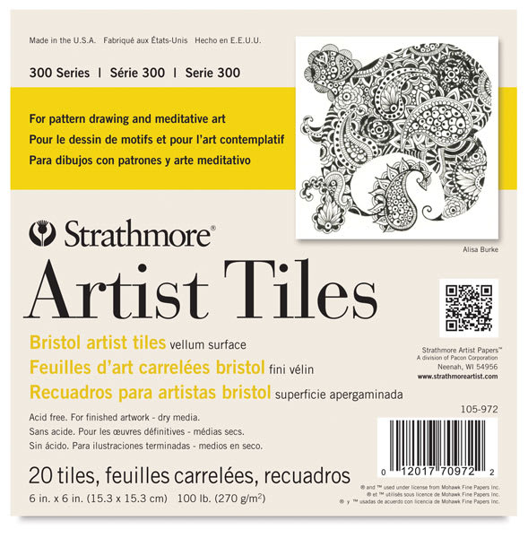 Open in modal - Strathmore 300 Series Bristol Artist Tiles - Front of package of 6"x 6" Tiles shown