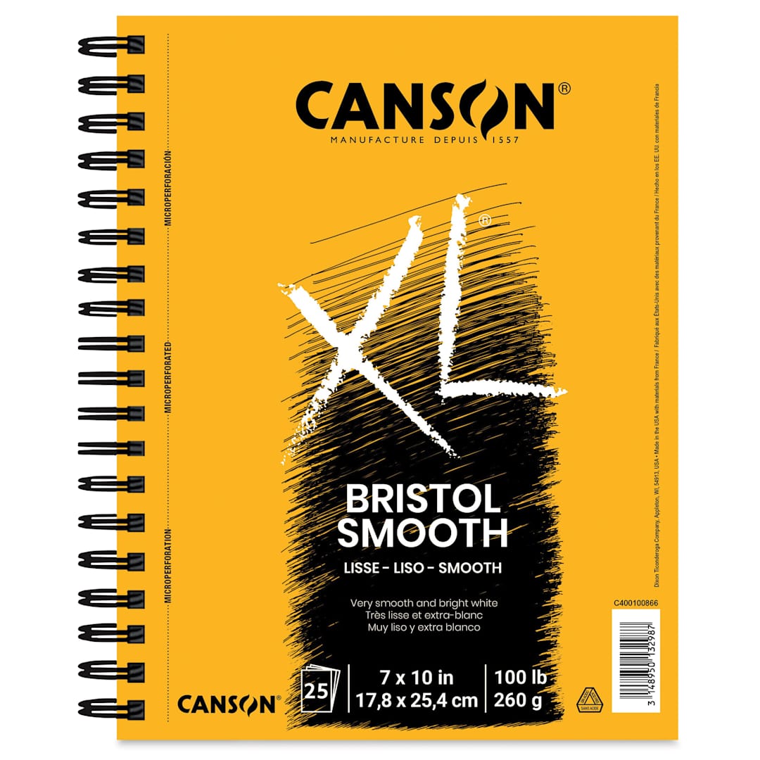 Open in modal - Canson XL Bristol - Wirebound Pad, 10" x 7", Smooth, 25 Sheets