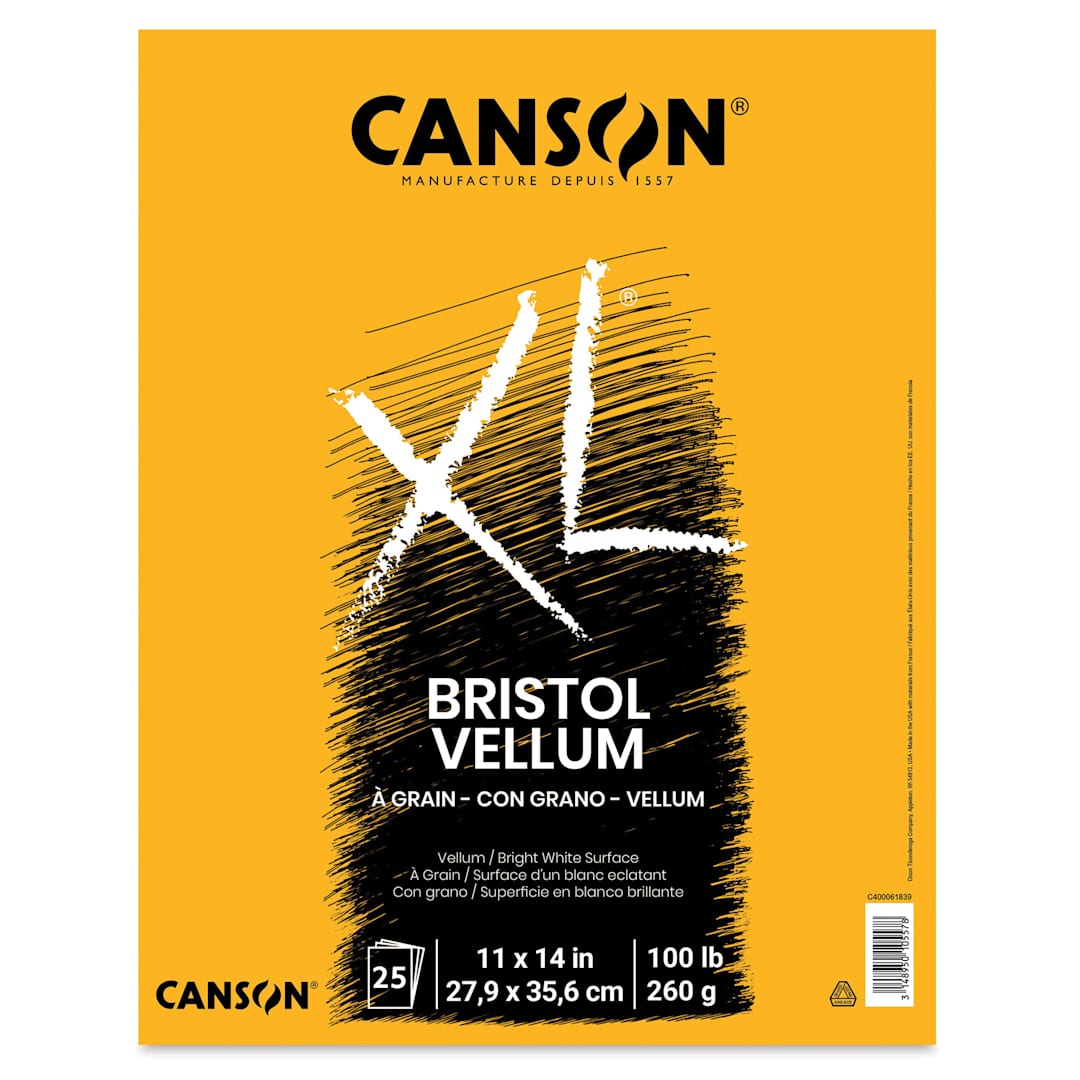 Open in modal - Canson XL Bristol - Pad, 11" x 14", Vellum, 25 Sheets, Tapbound