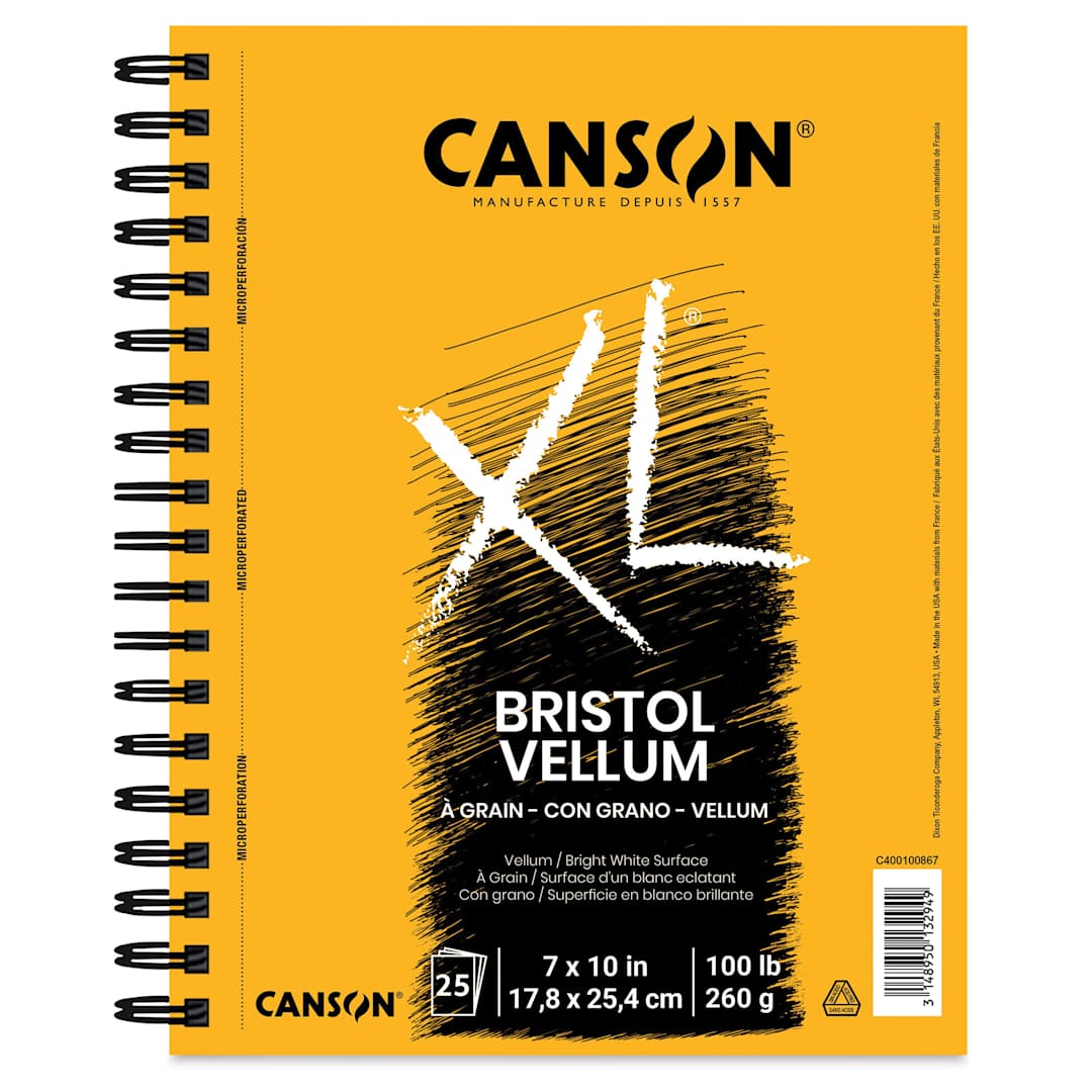 Open in modal - Canson XL Bristol - Wirebound Pad, 10" x 7", Vellum, 25 Sheets