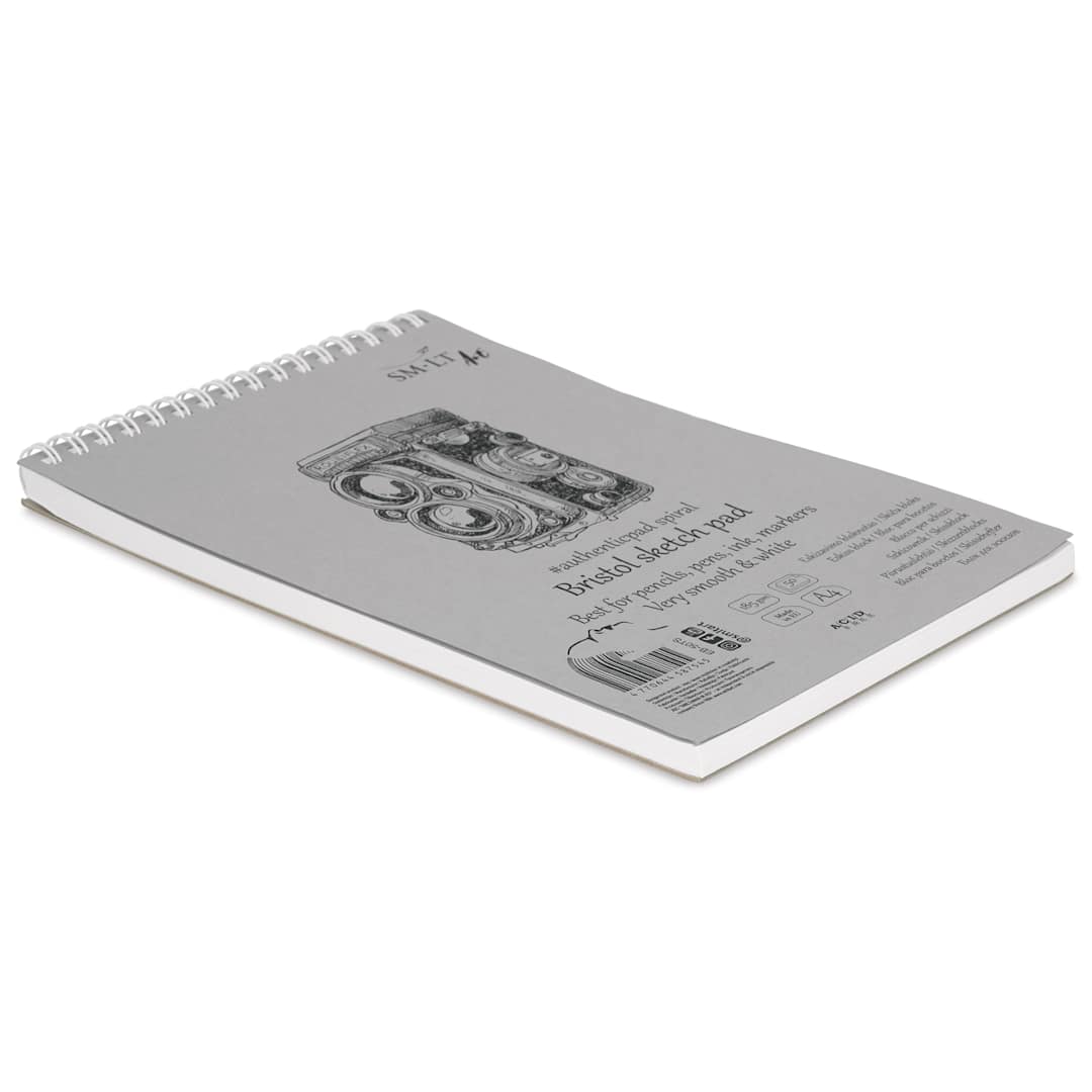 Open in modal - SMLT Art Wirebound Bristol Pad - 5-7/8" x 8-1/4", laying flat