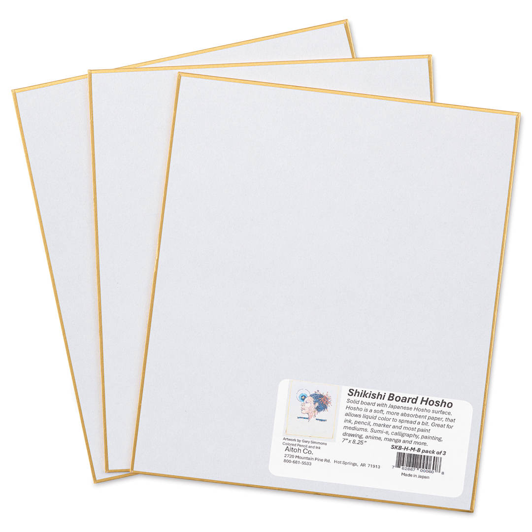 Open in modal - Aitoh Hosho Paper Shikishi Boards - 7" x 8-1/4", Pkg of 3, with packaging label