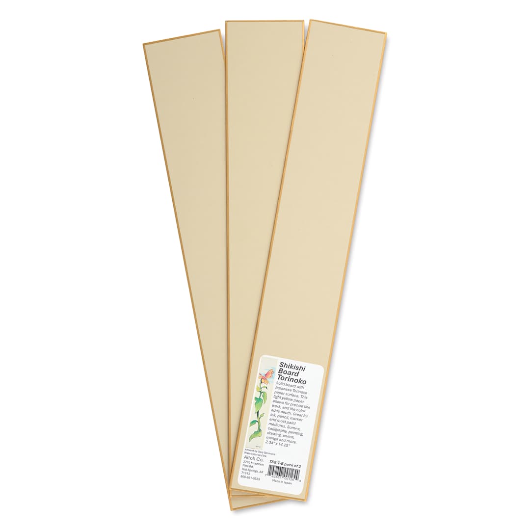 Open in modal - Aitoh Torinoko Paper Shikishi Boards - 2-1/5" x 14-1/4", Pkg of 3, with packaging label