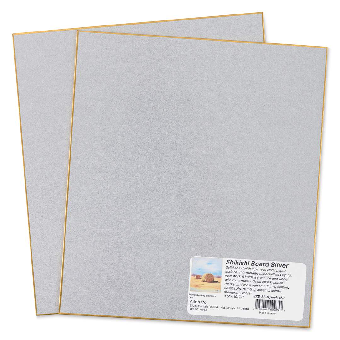 Open in modal - Aitoh Silver Paper Shikishi Boards - 9-1/2" x 10-3/4", Pkg of 2, packaging label