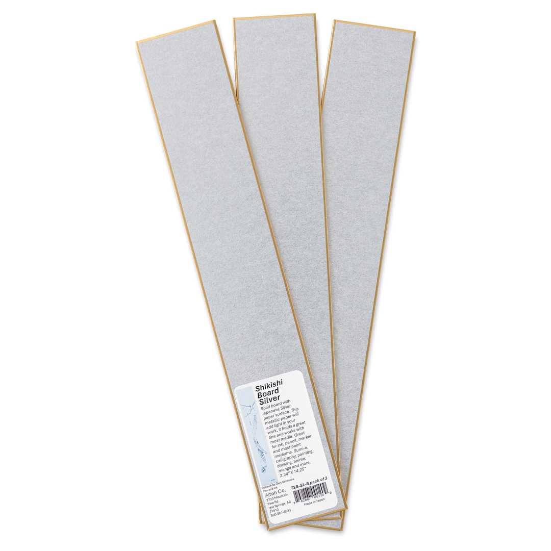 Open in modal - Aitoh Silver Paper Shikishi Boards - 2-1/5" x 14-1/4", Pkg of 3