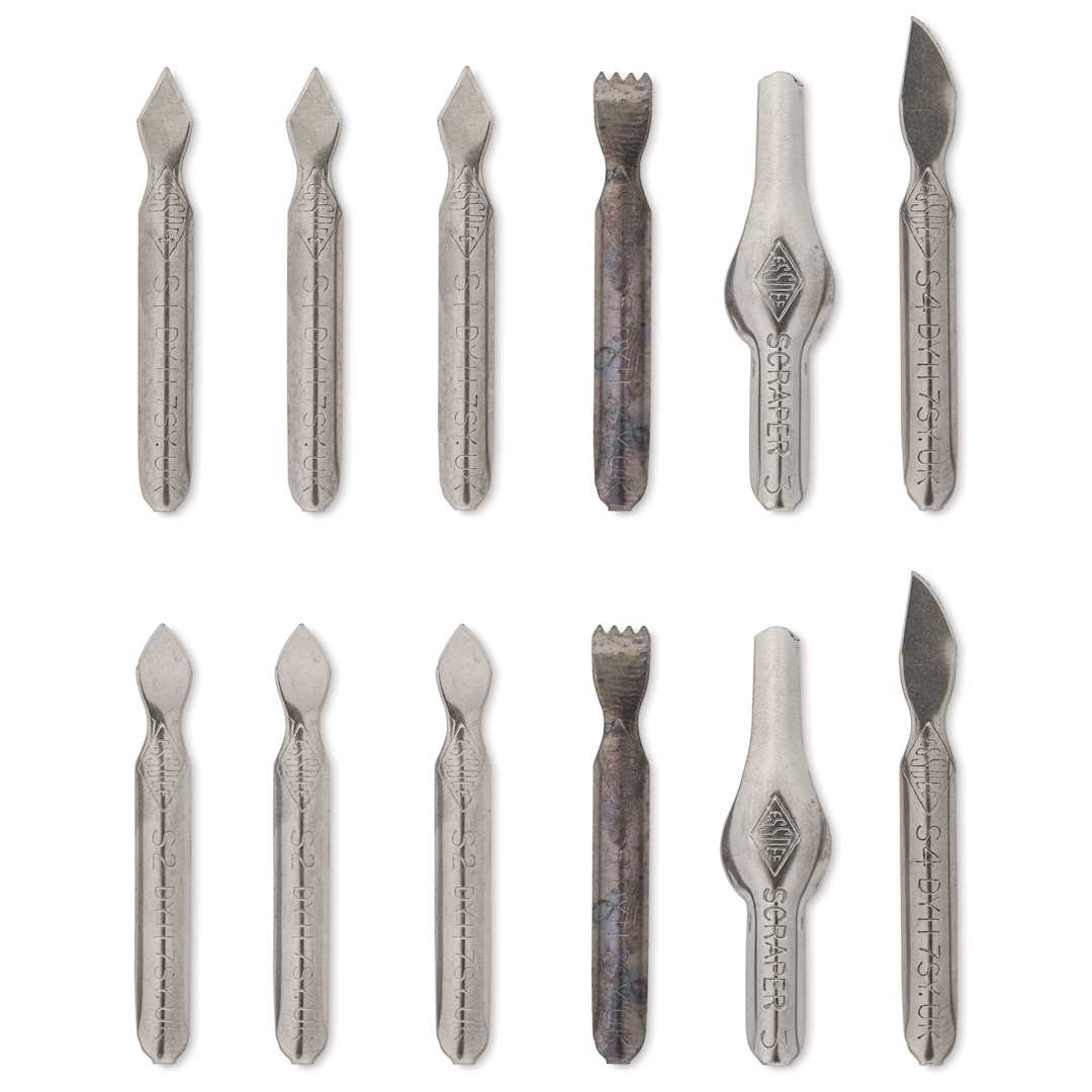 Open in modal - Essdee Scratchboard Scraper Cutters - Assorted, Set of 12