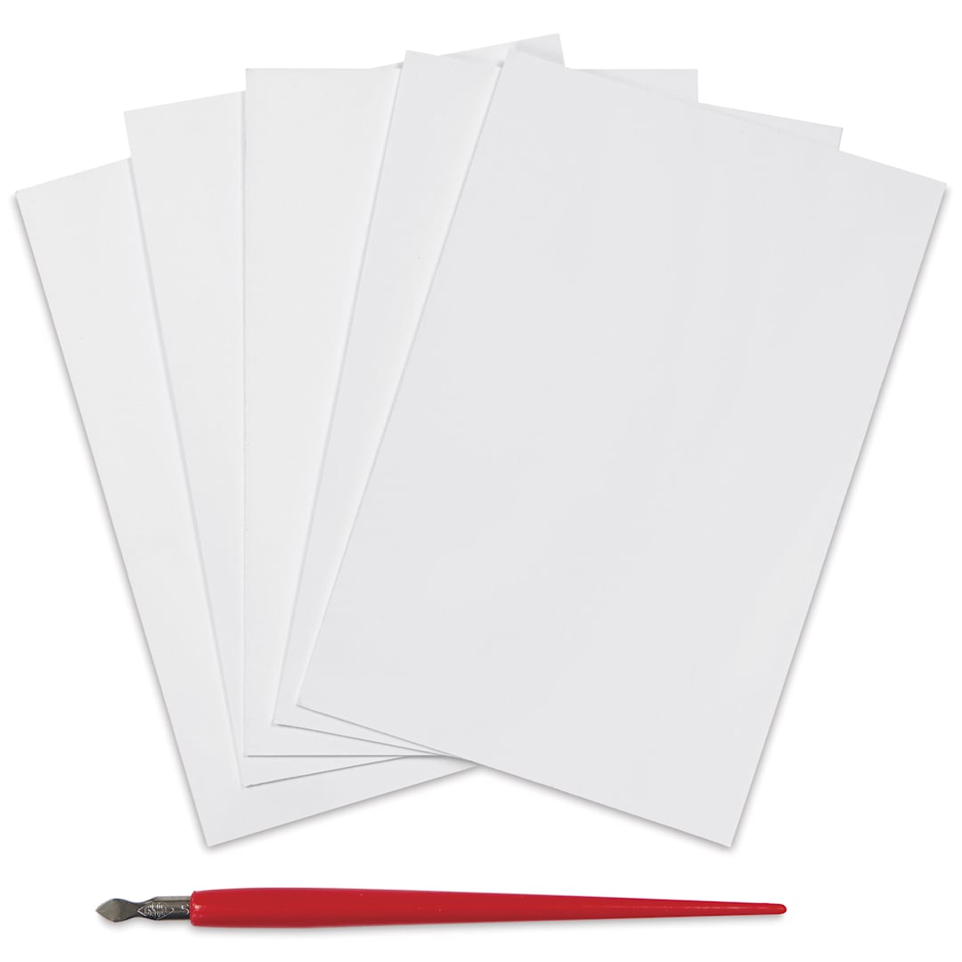 Open in modal - Essdee Scraperboard - Pkg of 5, 4" x 6", White, Un-Inked