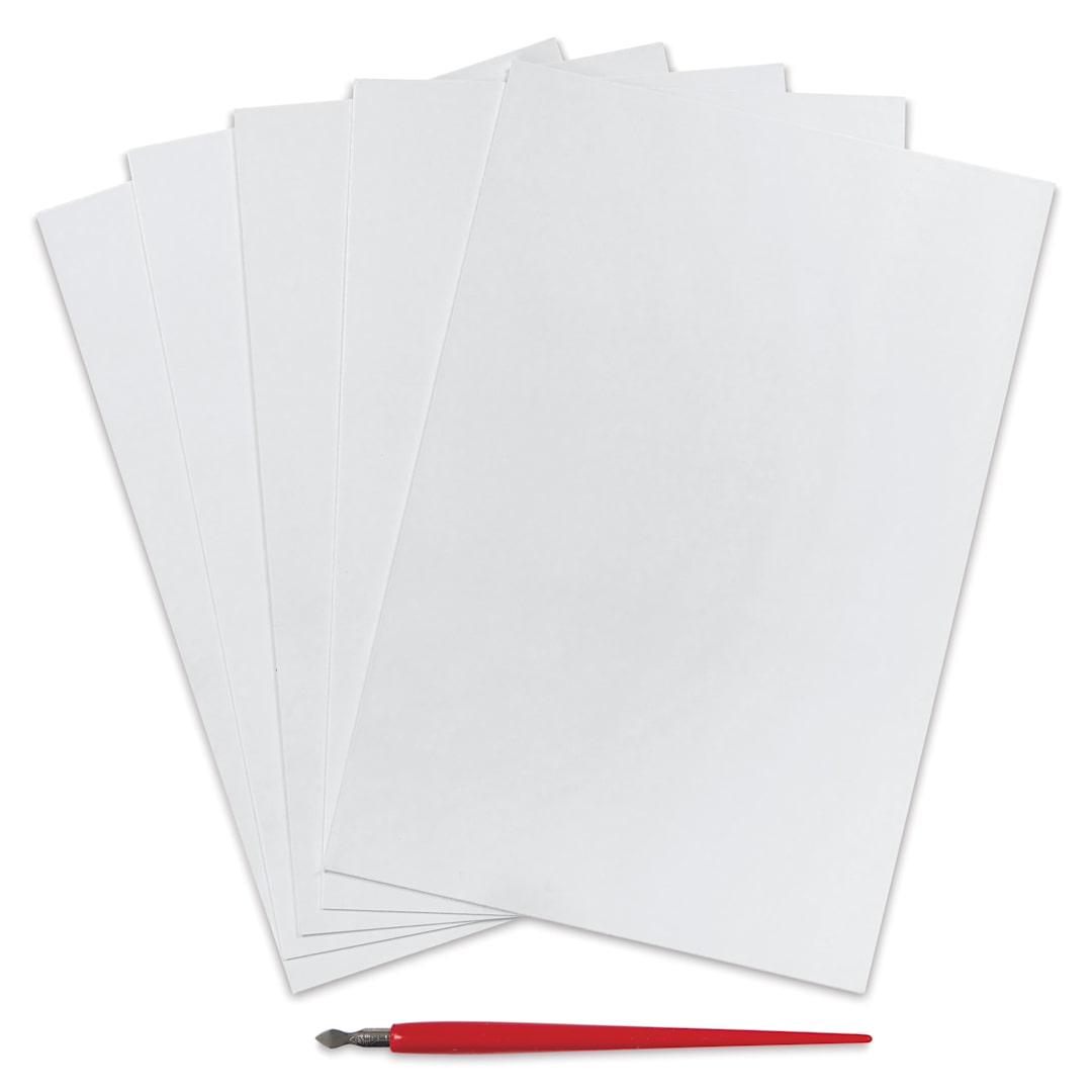 Open in modal - Essdee Scraperboard - Pkg of 5, 6" x 9", White, Un-Inked