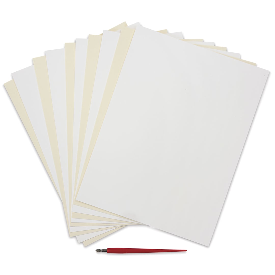 Open in modal - Essdee Scraperboard - Pkg of 10, 9" x 12", White, Un-Inked