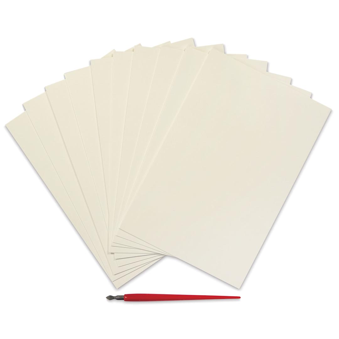 Open in modal - Essdee Scraperboard - Pkg of 10, 6" x 9", White, Un-Inked