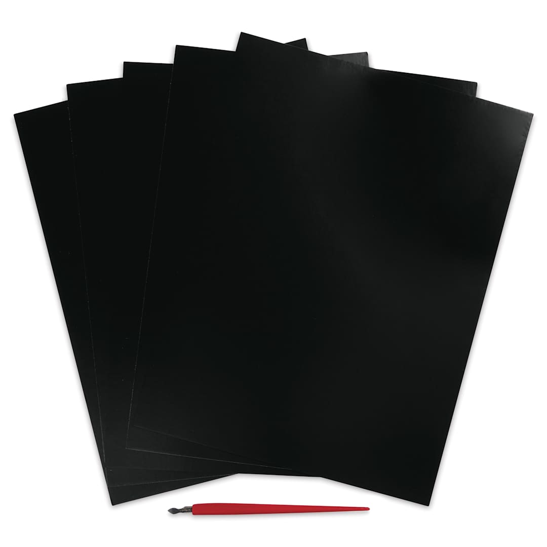 Open in modal - Essdee Black Pre-Inked Scraperboard - Pkg of 5, 9" x 12"
