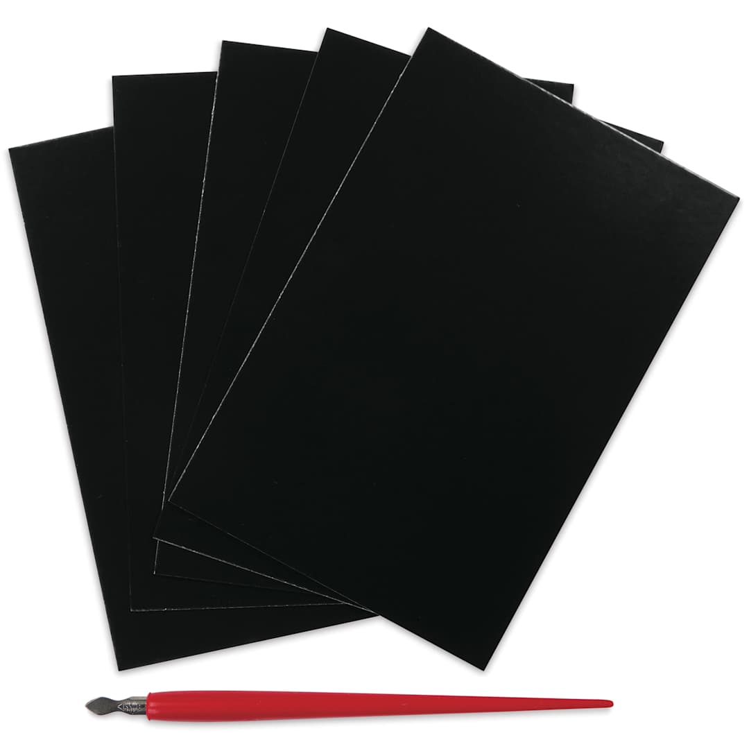 Open in modal - Essdee Black Pre-Inked Scraperboard - Pkg of 5, 4" x 6"