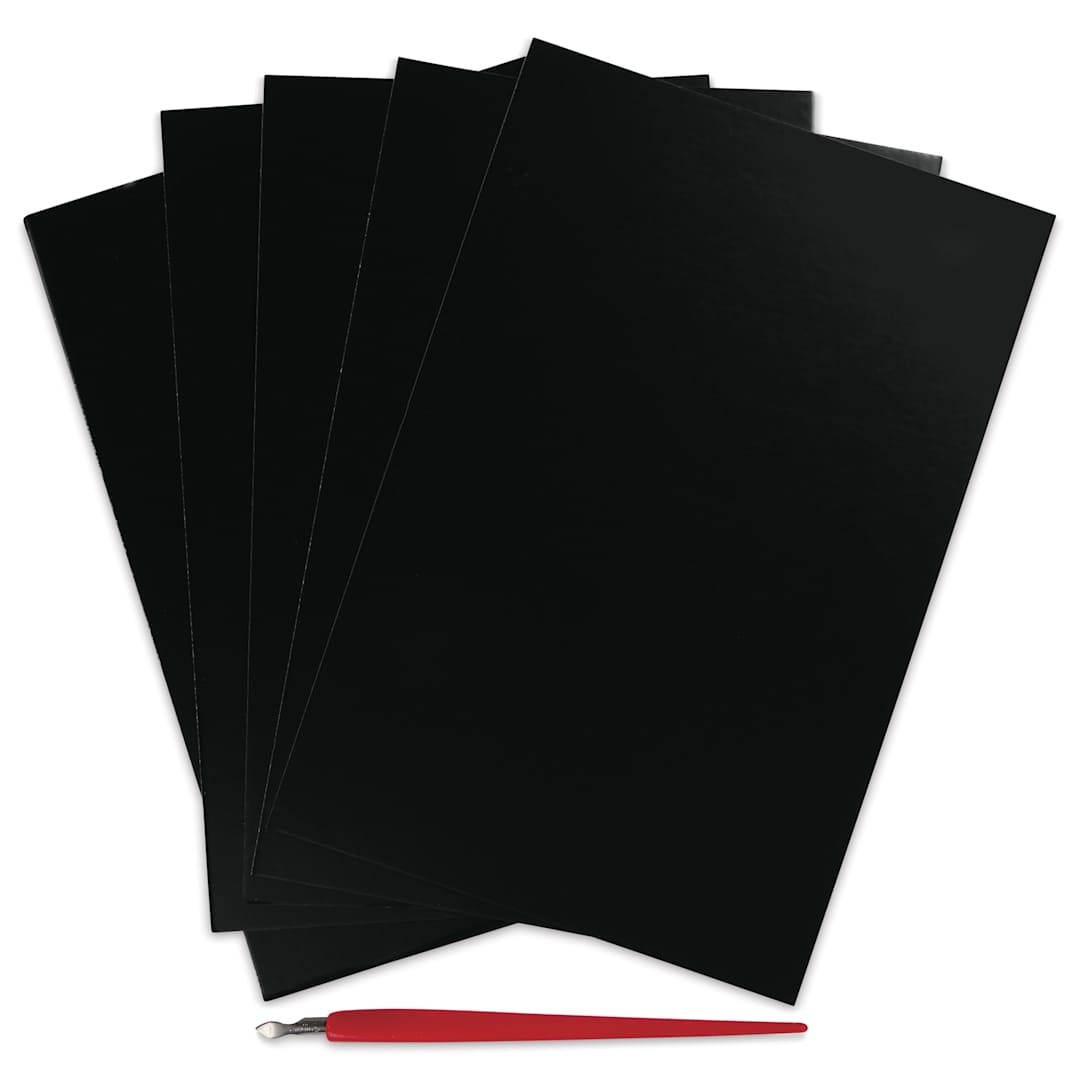 Open in modal - Essdee Black Pre-Inked Scraperboard - Pkg of 5, 6" x 9"