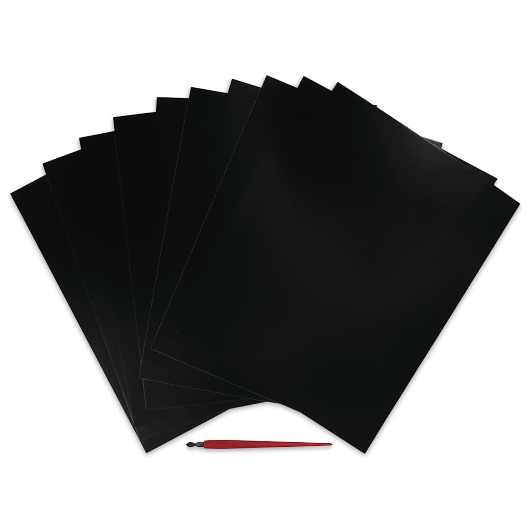Open in modal - Essdee Black Pre-Inked Scraperboard - Pkg of 10, 9" x 12"
