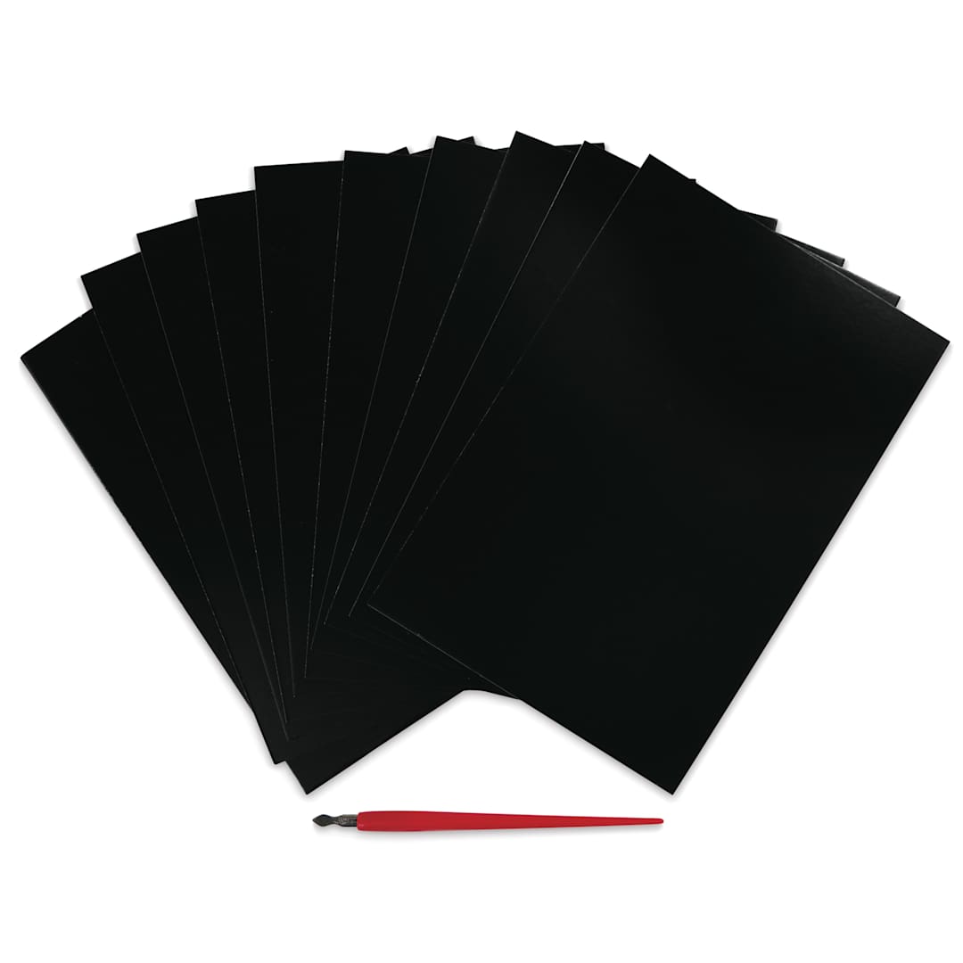 Open in modal - Essdee Black Pre-Inked Scraperboard - Pkg of 10, 6" x 9"