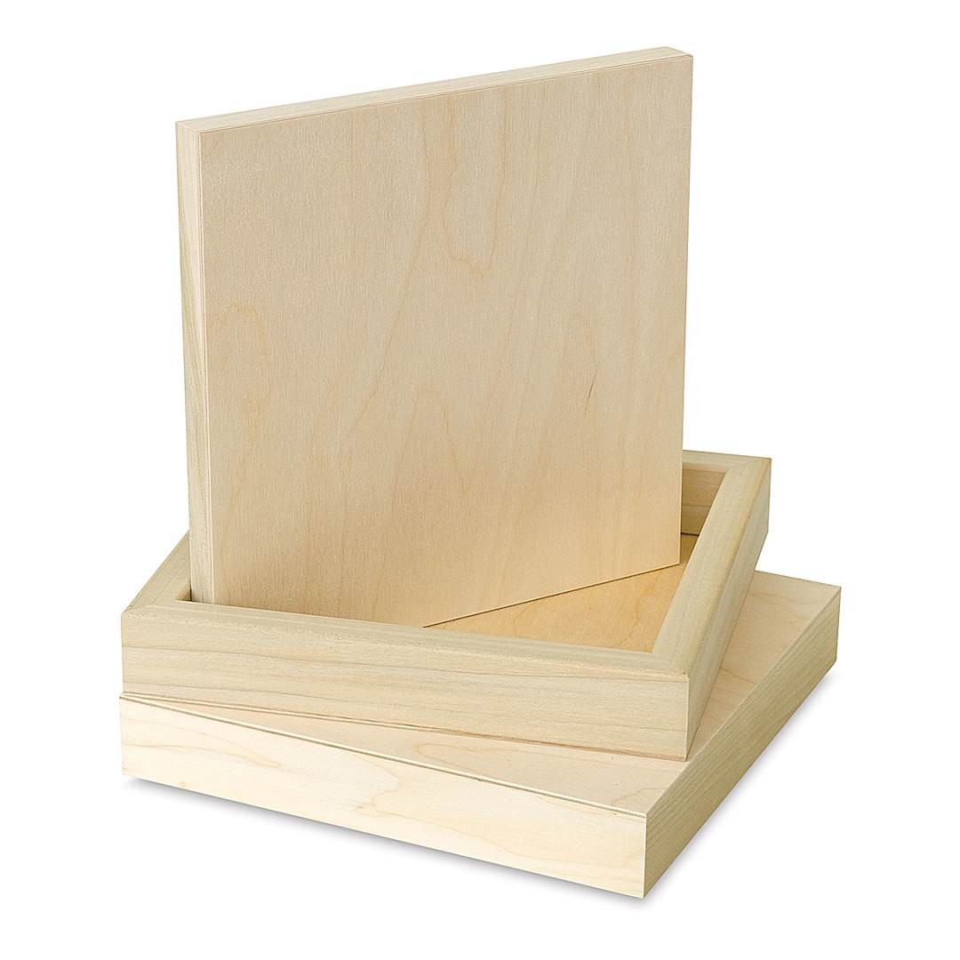 Open in modal - American Easel Flat Wood Panel Pack - 10" x 10", Flat Panel with Two 2" Cradle, Pkg of 3