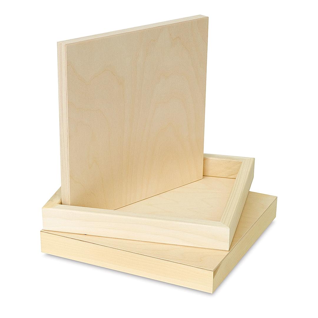 Open in modal - American Easel Wood Flat Panel Pack - 12" x 12", Flat Panel with Two 2" Cradle, Pkg of 3