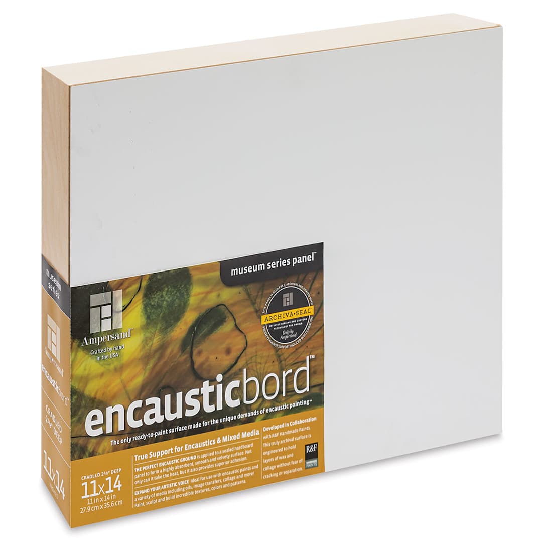 Open in modal - Ampersand Encausticbord - 11" x 14" x 2-1/8", Cradled side view