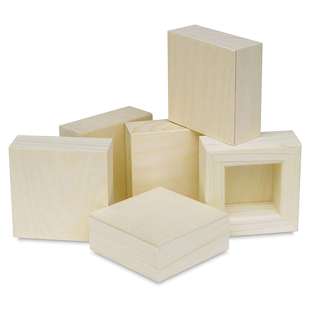 Open in modal - American Easel Painting Panel Pack - 4" x 4" x 1 5/8", Wood, Deep, Pkg of 6