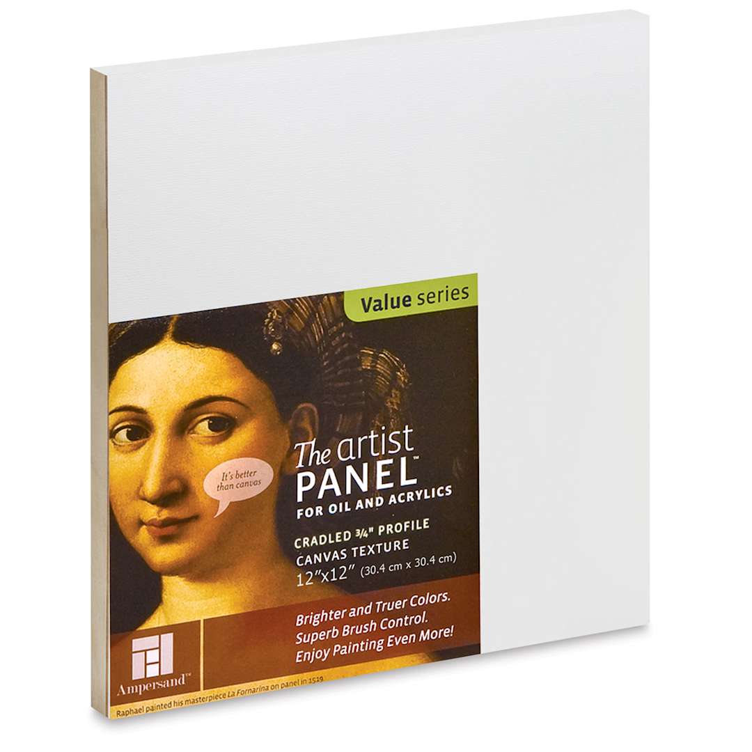 Open in modal - Ampersand Value Series Artist Panel - Textured, 12" x 12", 3/4" Cradle
