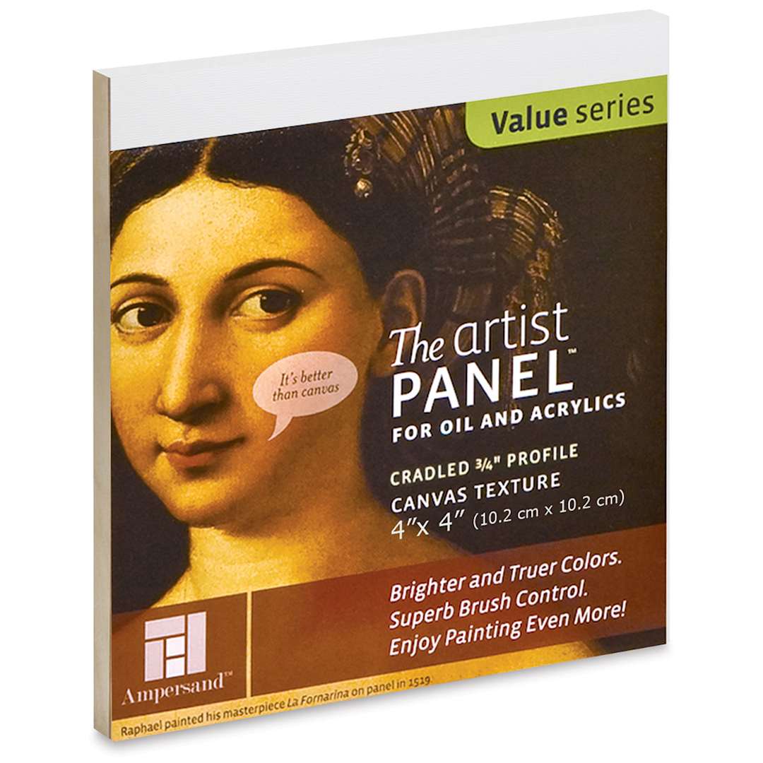 Open in modal - Ampersand Value Series Artist Panel - Textured, 4" x 4", 3/4" Cradle