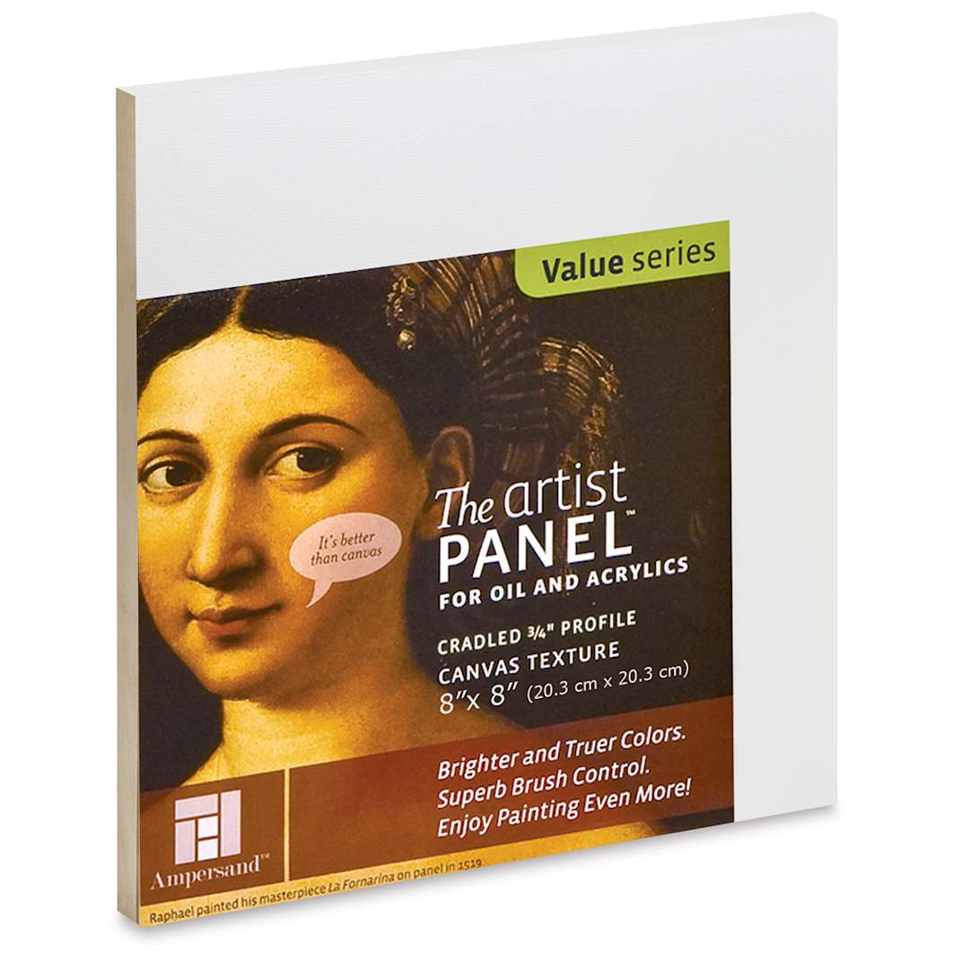 Open in modal - Ampersand Value Series Artist Panel - Textured, 8" x 8", 3/4" Cradle