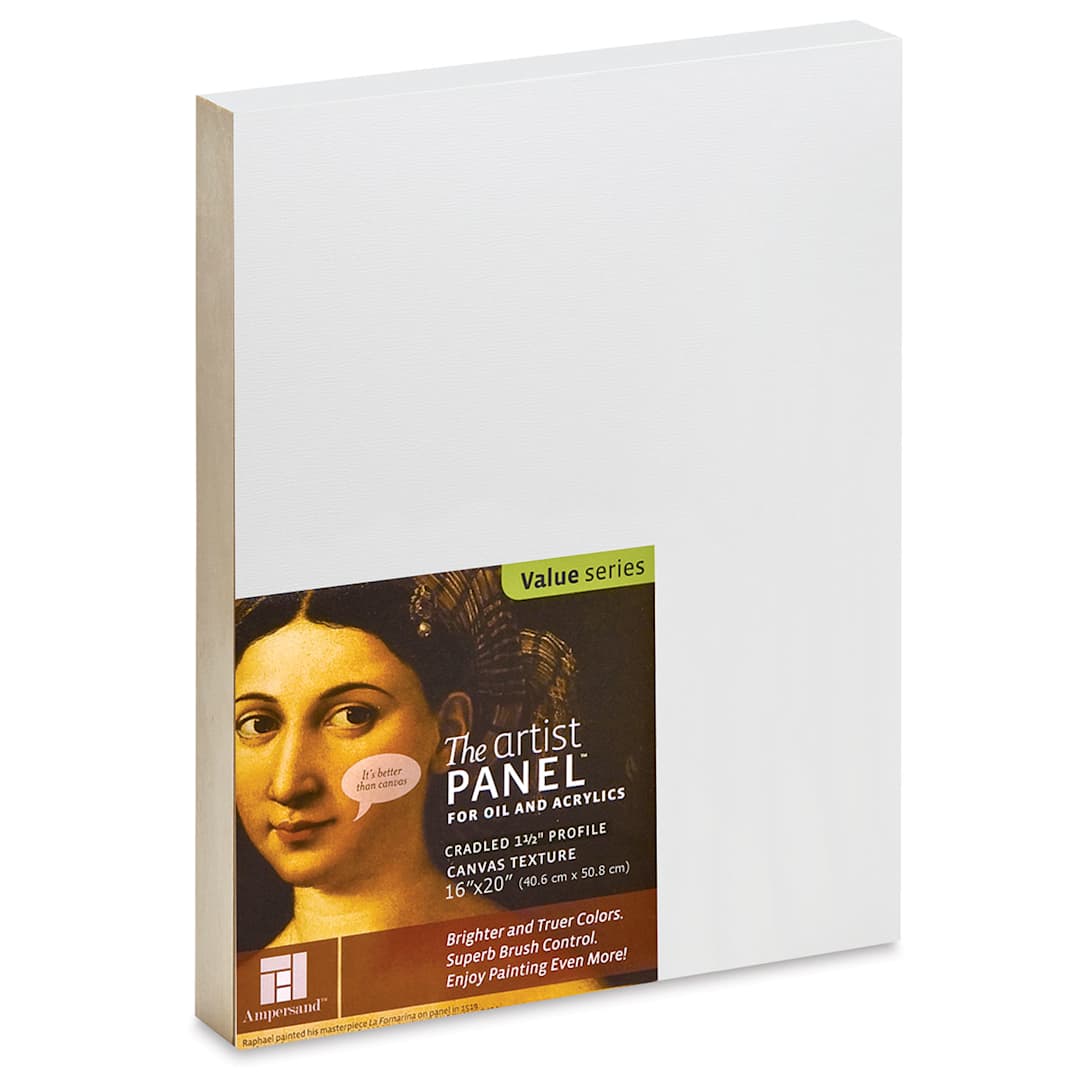 Open in modal - Ampersand Value Series Artist Panel - Textured, 16" x 20", 1-1/2" Cradle