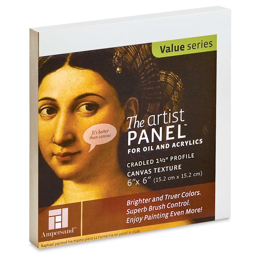 Open in modal - Ampersand Value Series Artist Panel - Textured, 6" x 6", 1-1/2" Cradle