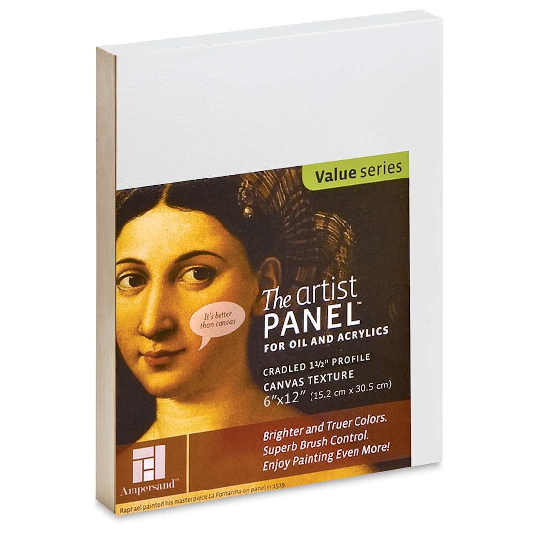 Open in modal - Ampersand Value Series Artist Panel - Textured, 6" x 12", 1-1/2" Cradle