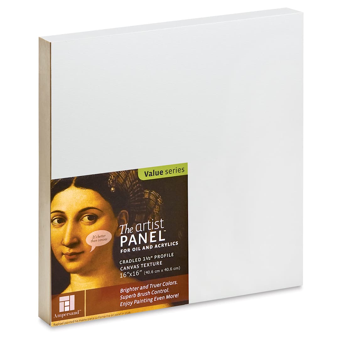 Open in modal - Ampersand Value Series Artist Panel - Textured, 16" x 16", 1-1/2" Cradle