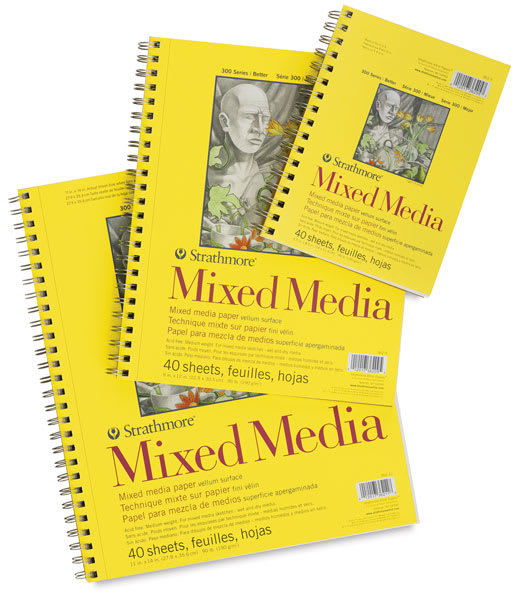 Open in modal - Strathmore 300 Series Wirebound Mixed Media Pads - Mixed Media Pads, Assorted Sizes